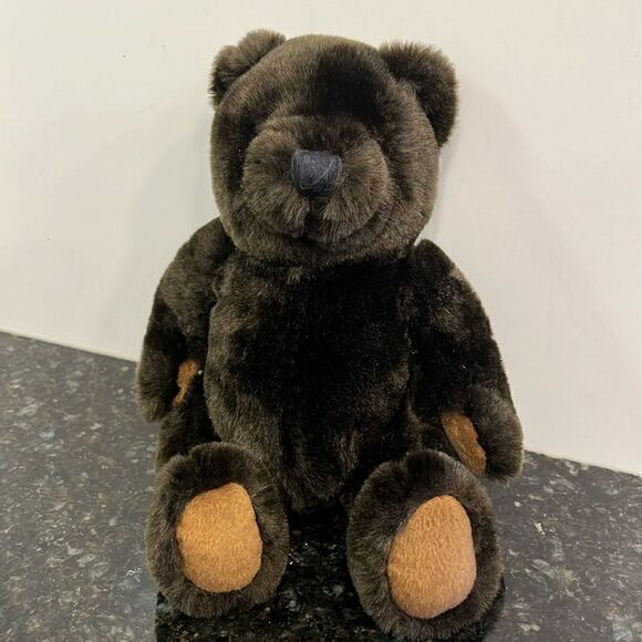 Velvets by Greek Dark Brown-Black Teddy Bear Plush Stuffed Toy 9” Sitting 62960 - Picture 1 of 6